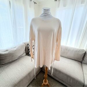 Milligram Yoga Top Side Ties to Ruched Elegant Cream Long Sleeve Women's Top
